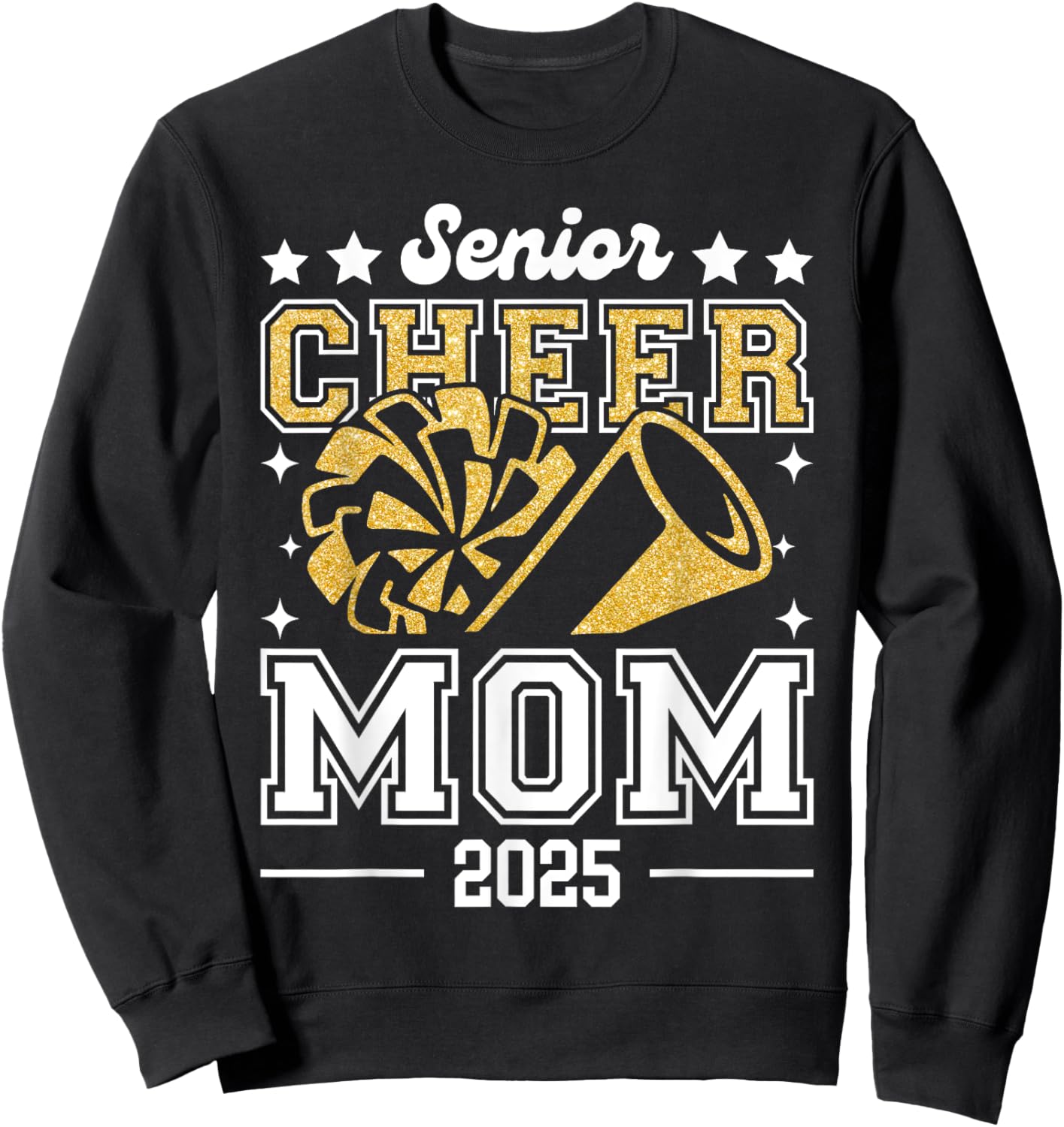 Senior Cheer Mom 2025 Graduation Support Cheerleader Sweatshirt - Sweatshirt | Black