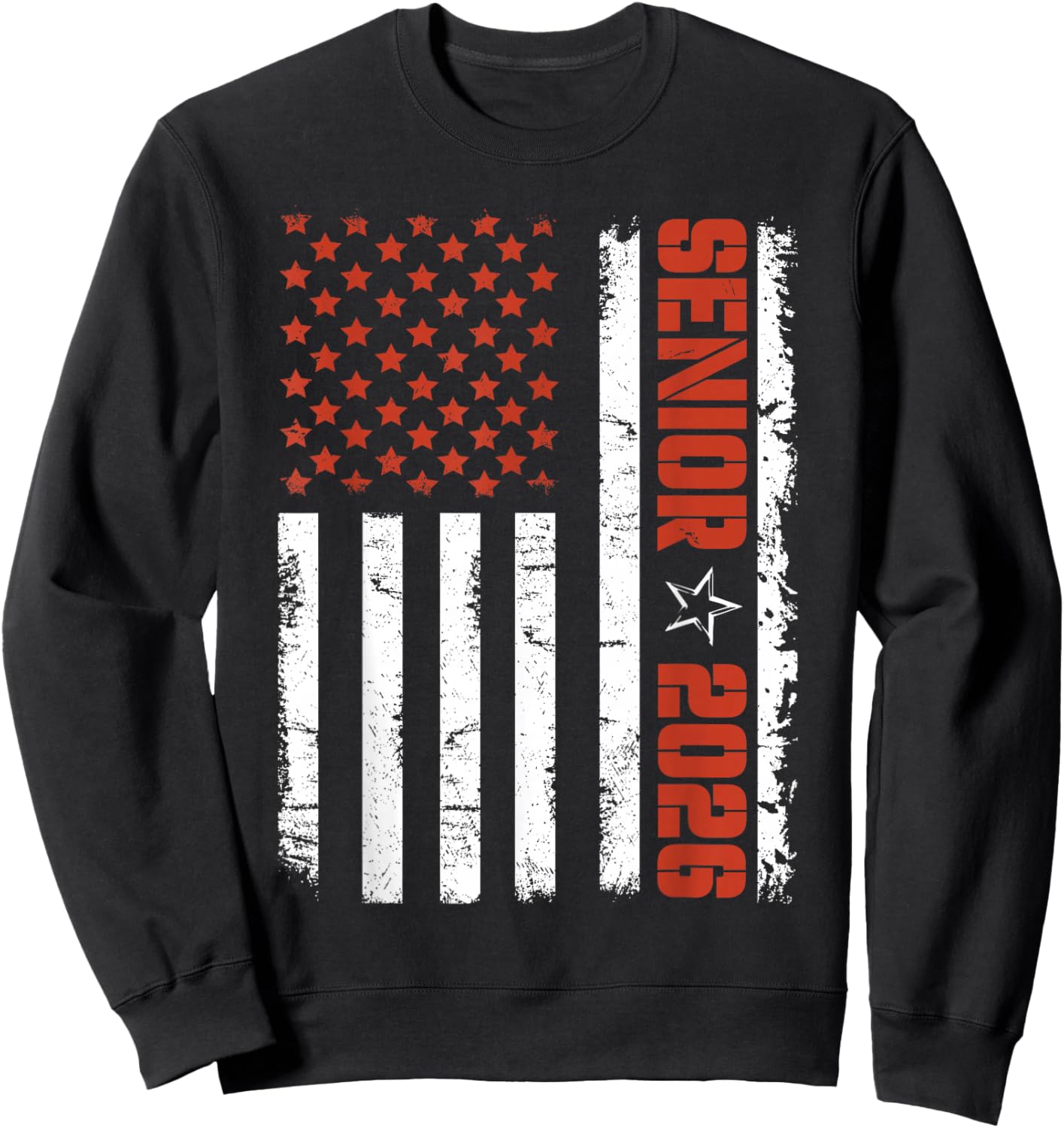 Patriotic Senior 2026 American Flag Class of 2026 Graduation Sweatshirt - Sweatshirt | Black
