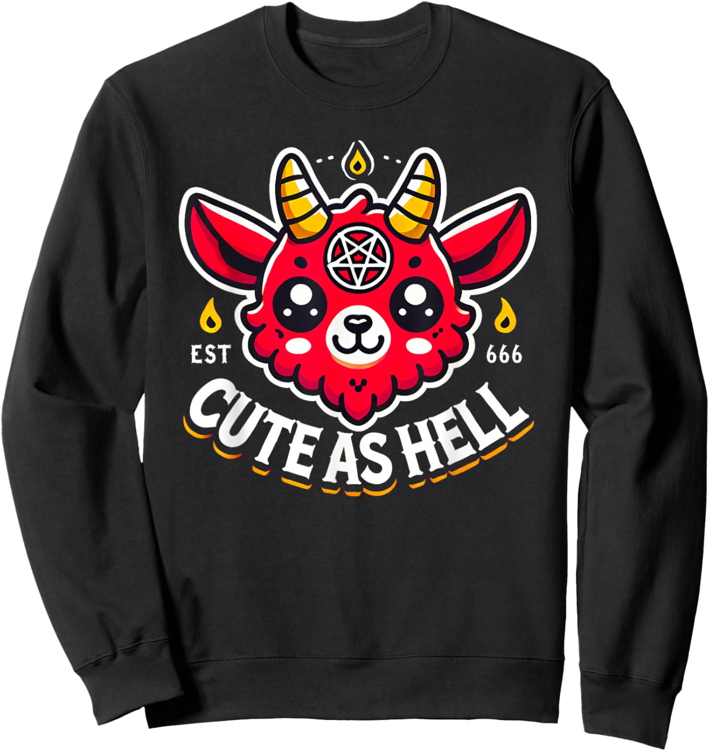 Funny Satanic Occult Cute As Hell Baphomet Sweatshirt - Sweatshirt | Black