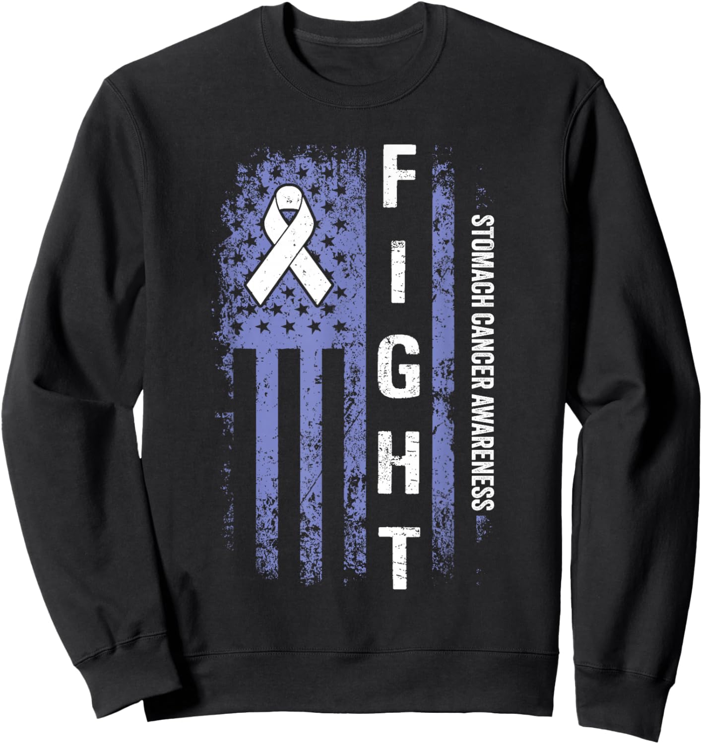 Stomach Cancer Awareness American Flag Stomach Cancer Sweatshirt - Sweatshirt | Black