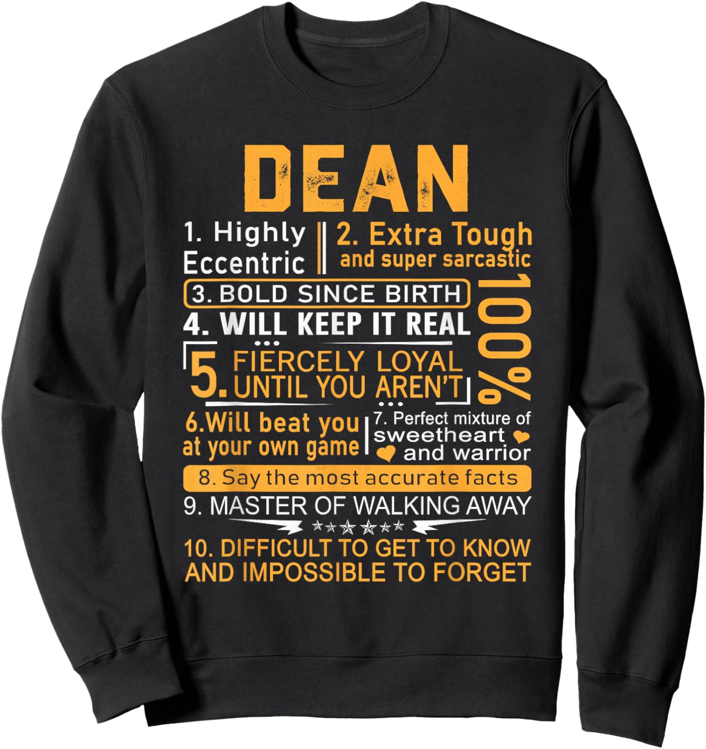 Dean Name Shirt Personalized Dean First Name Sweatshirt - Sweatshirt | Black