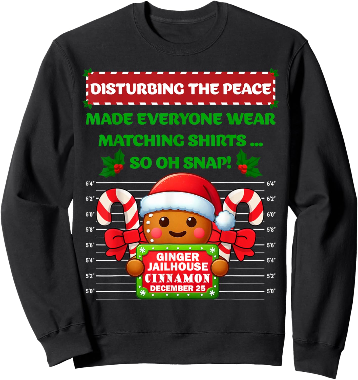 Funny Gingerbread Inmate Christmas Matching Family Group Set Sweatshirt - Sweatshirt | Black