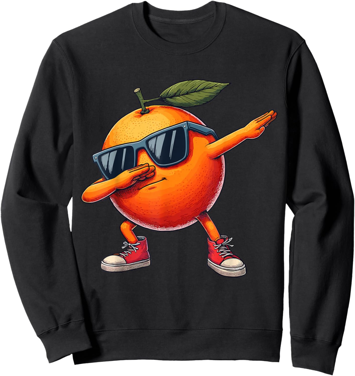 Orange Dabbing Dance Sunglasses Fruit Lovers Sweatshirt - Sweatshirt | Black