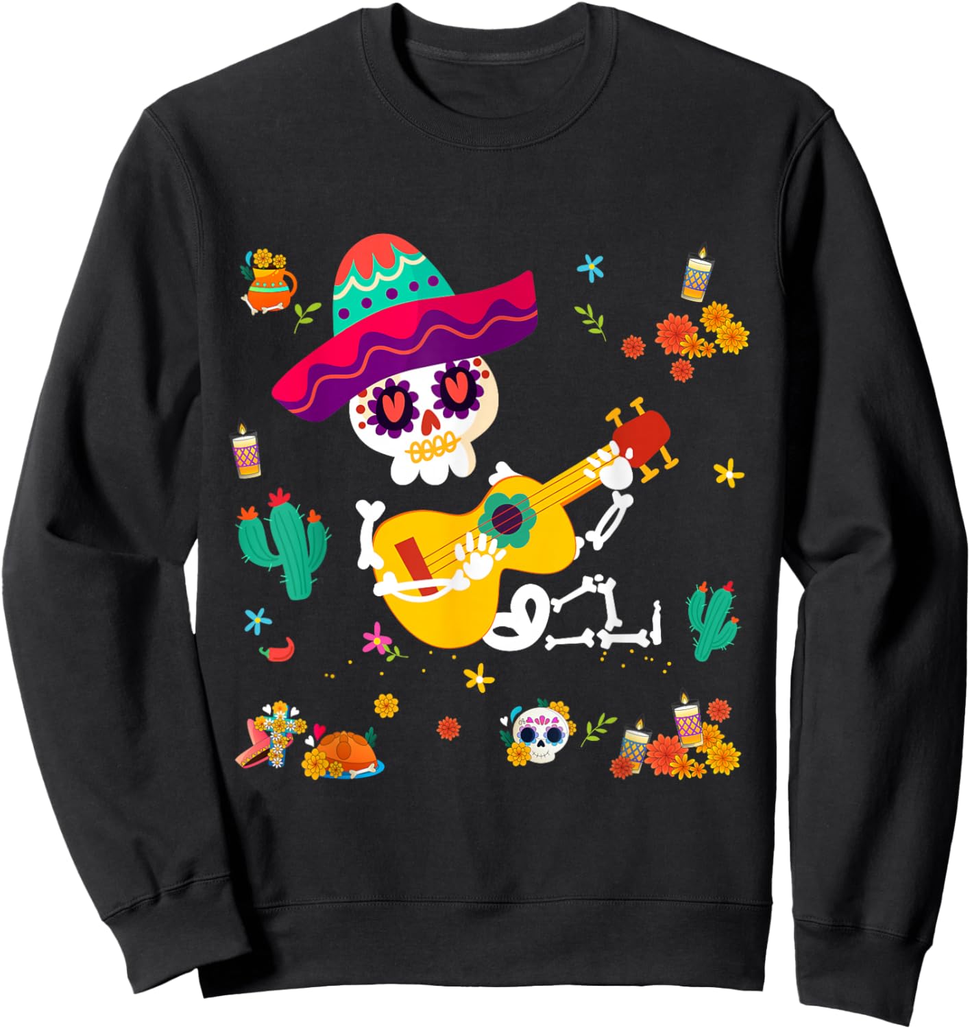 Day of the Dead Kids T Shirts Dia De Los Muertos Sugar Skull Sweatshirt - Sweatshirt | Black