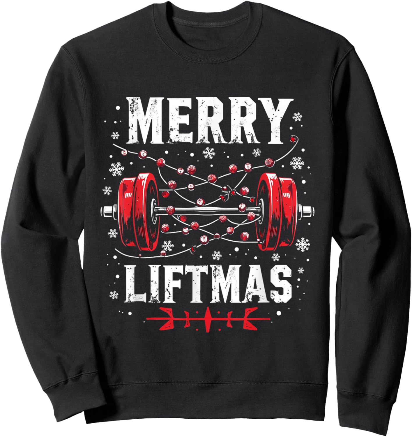MERRY LIFTMAS Holiday Fitness Sweatshirt - Sweatshirt | Black