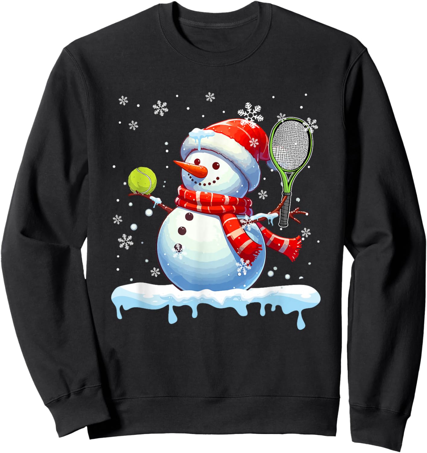 Snowman Playing Tennis Christmas Player Fan Lover Kids Sweatshirt - Sweatshirt | Black