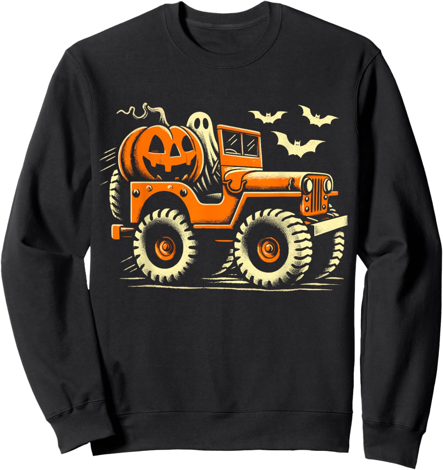 Halloween Monster Truck Ghost Sweatshirt - Sweatshirt | Black