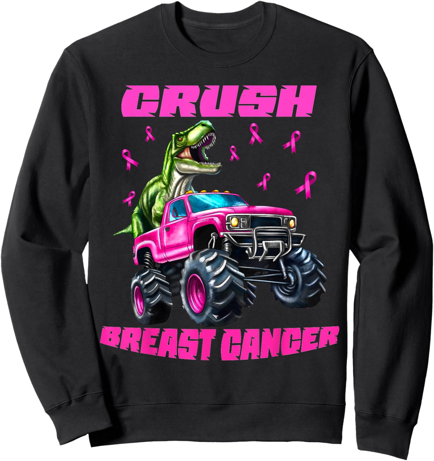 Crush Breast Cancer Monster Truck Wear Pink Sweatshirt - Sweatshirt | Black