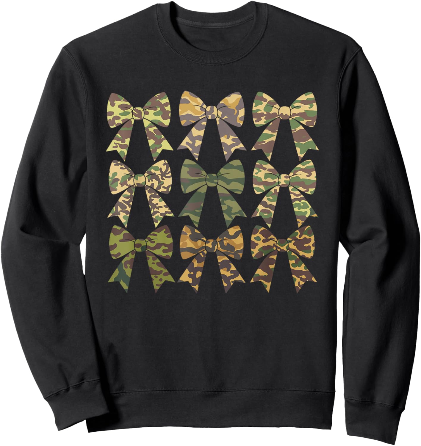 Camouflage Old Camo Bow Camo Coquette Bow Hunting Women Girl Sweatshirt - Sweatshirt | Black
