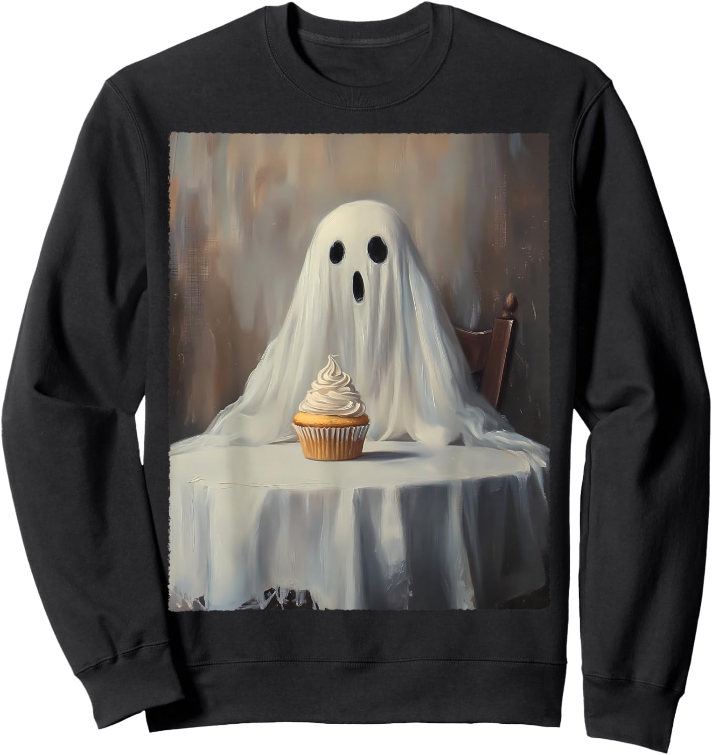 Halloween Costume Spooky Ghost Eating Cupcake Funny Cake Sweatshirt - Sweatshirt | Black