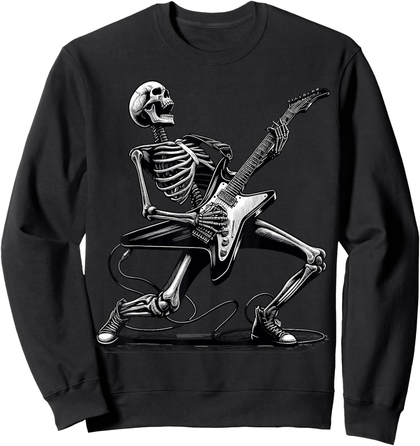 Skeleton Playing Guitar Sweatshirt - Sweatshirt | Black