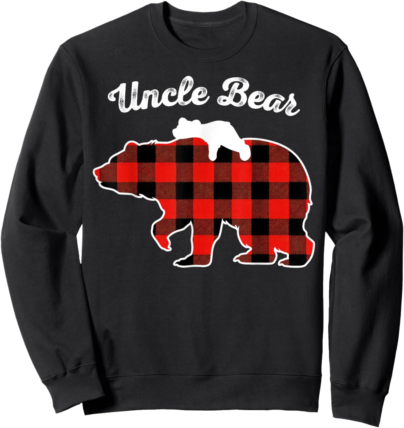 Uncle Bear Flannel Red Plaid Pajama Family Matching XMAS Sweatshirt - Sweatshirt | Black