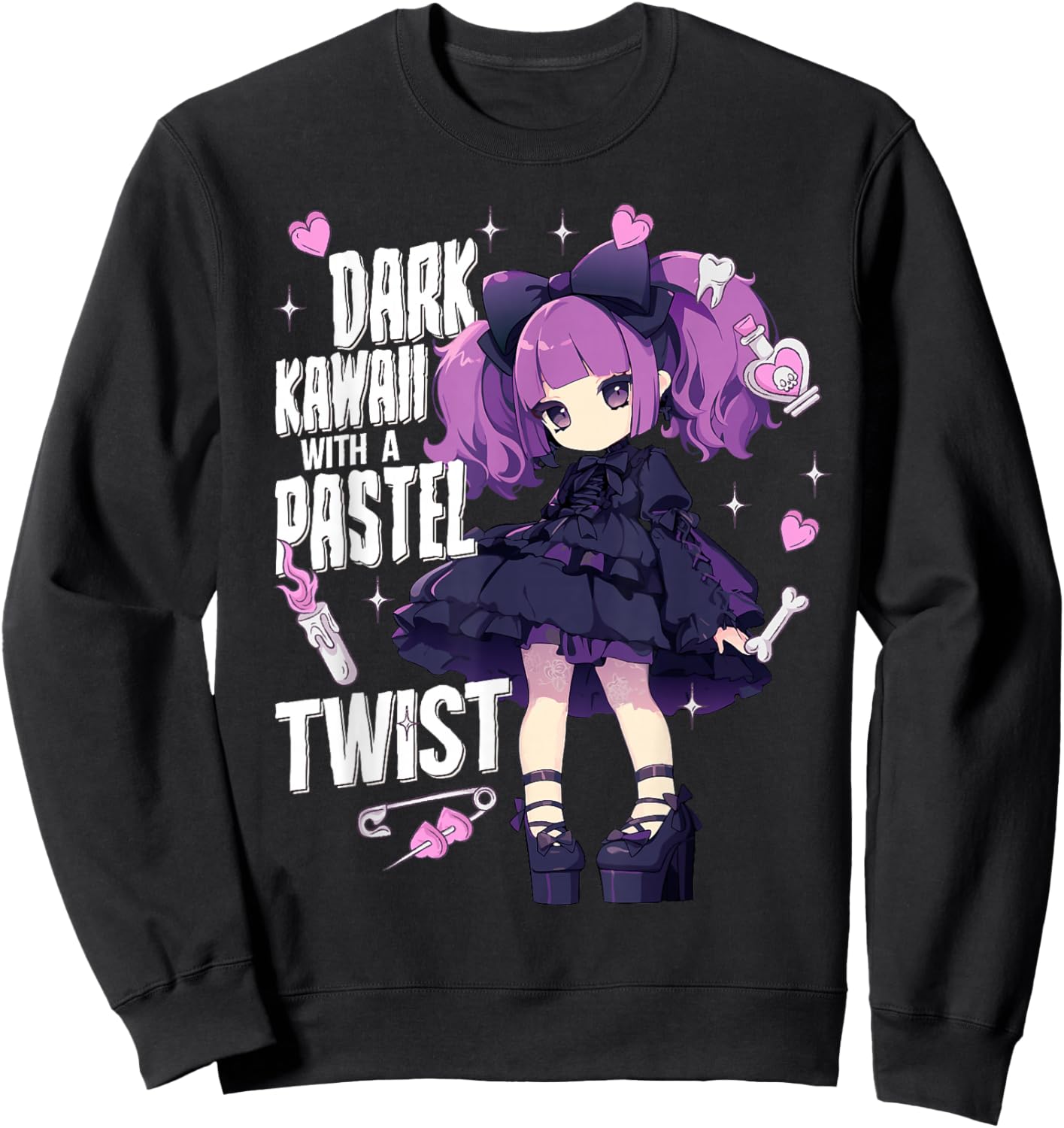 Dark Kawaii With A Pastel Twist Aesthetic Sweatshirt - Sweatshirt | Black