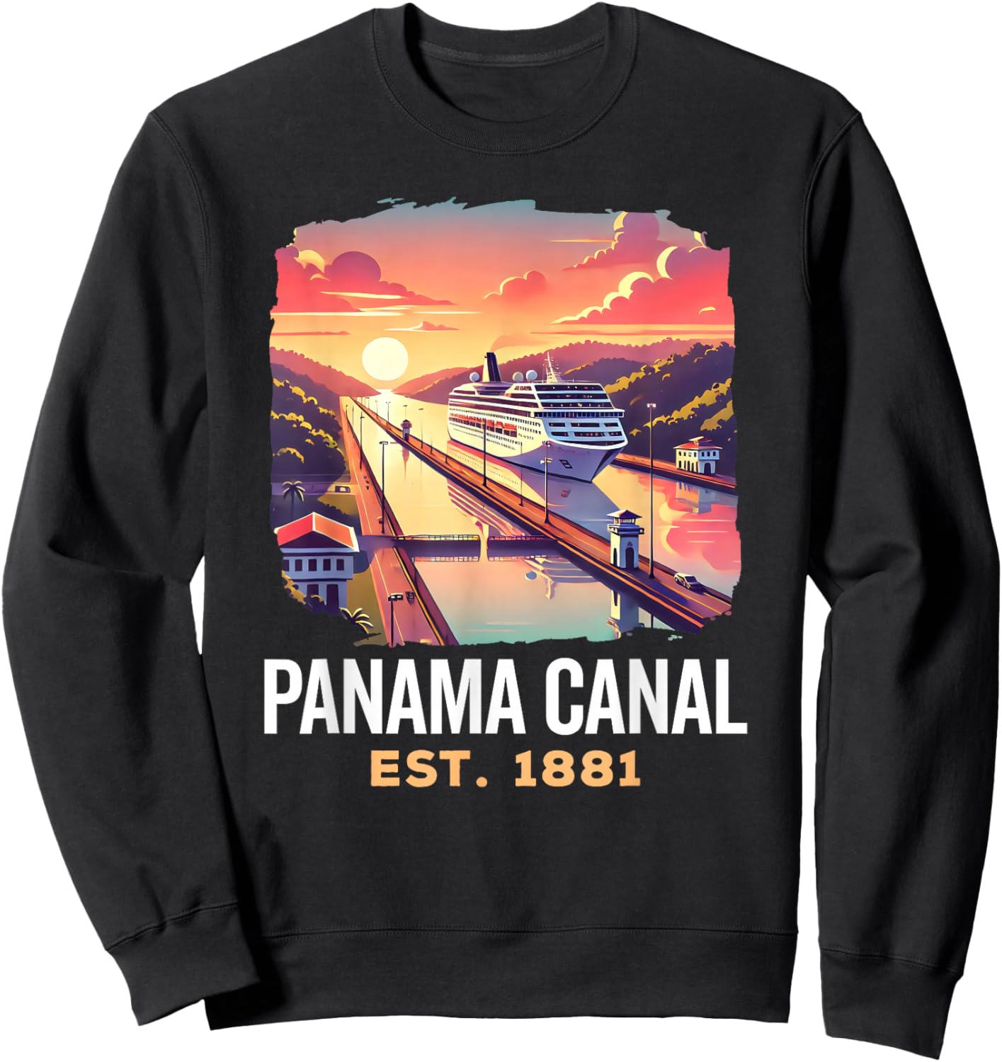 Vintage Panama Canal, Vintage Panama Canal Souvenir, Cruise Sweatshirt - Sweatshirt | Black