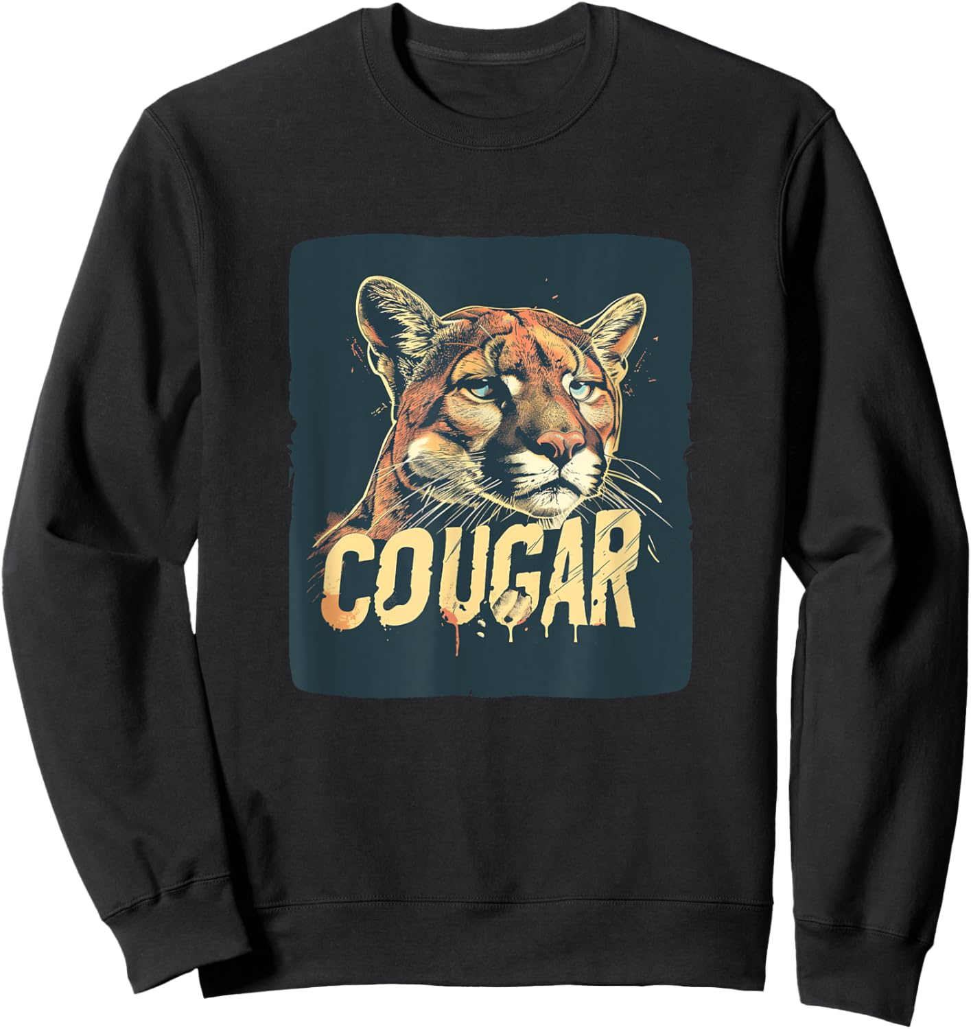 Pretty Cougar Face Outfit for Cougars Boys and Girls Sweatshirt - Sweatshirt | Black