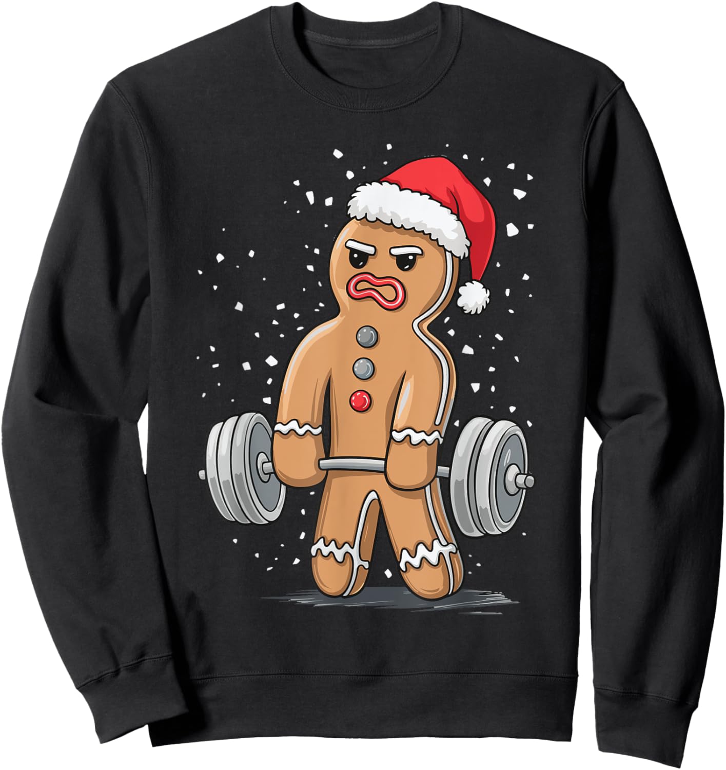 Gingerbread Weightlifting Workout Bodybuilding Sweatshirt - Sweatshirt | Black