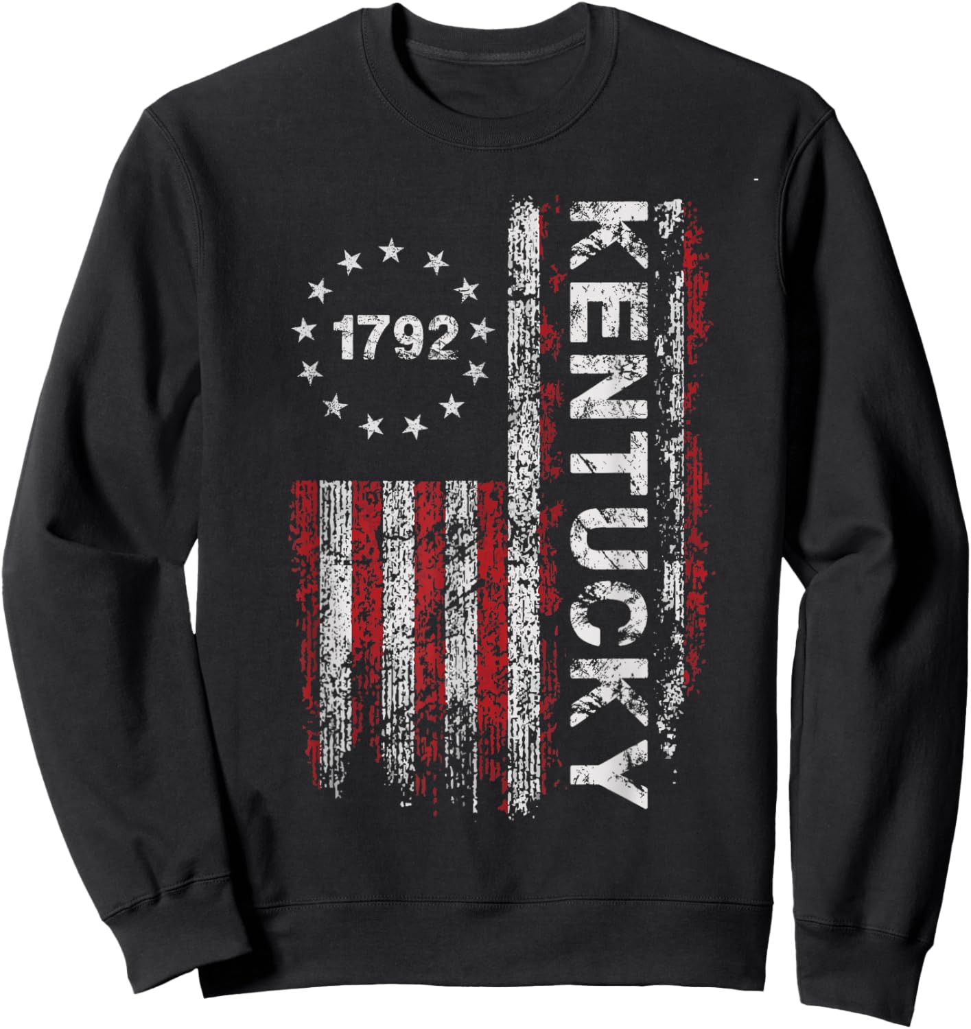 1792 Kentucky State US Flag Vintage Women Youth Sweatshirt - Sweatshirt | Black