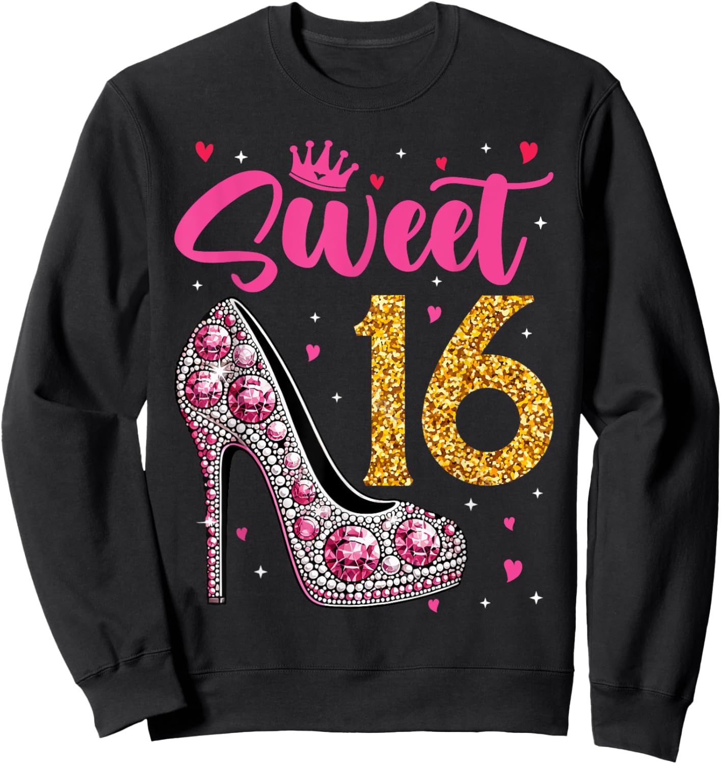 Sweet 16 Design I Rose Balloon Decoration Birthday Outfit Sweatshirt - Sweatshirt | Black