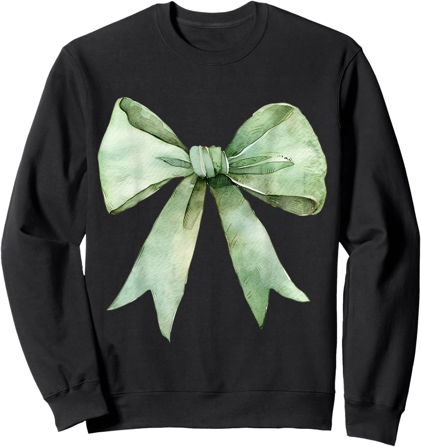 Trendy Aesthetic Green Coquette y2k Girl Green Bow Ribbon Sweatshirt - Sweatshirt | Black