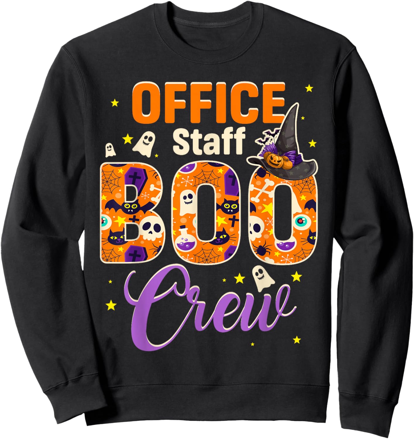 Office Staff Boo Crew Funny Halloween Matching Costume Sweatshirt - Sweatshirt | Black