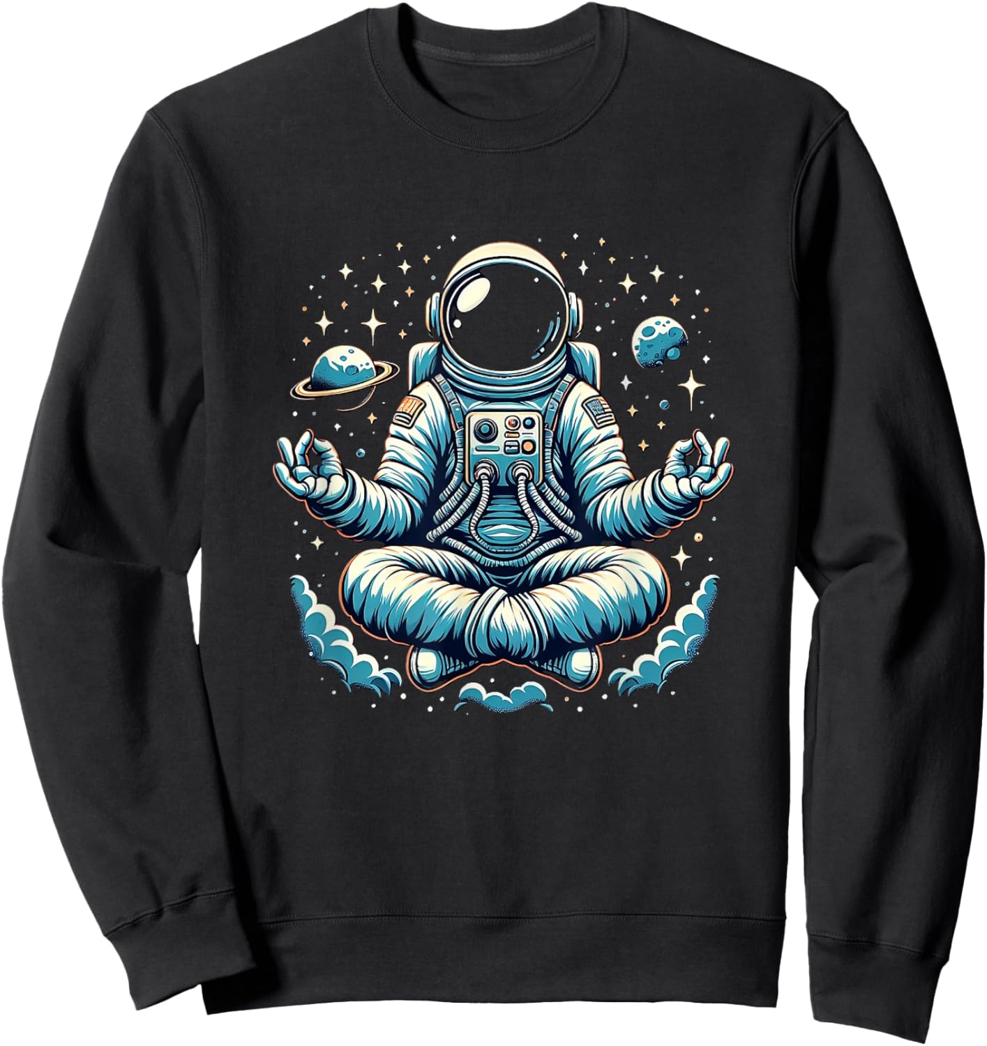 Meditating Astronaut Spaceman Astronomer Outer Space Sweatshirt - Sweatshirt | Black