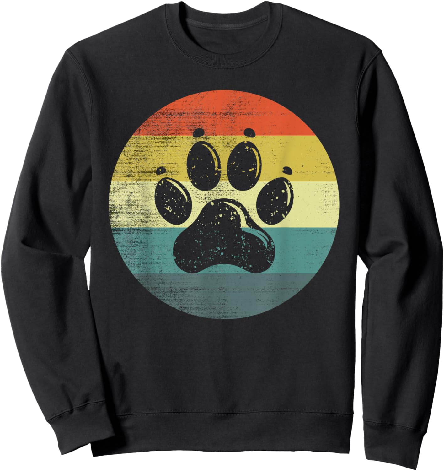 Retro Vintage Dog Paw Design Women Kids Sweatshirt - Sweatshirt | Black