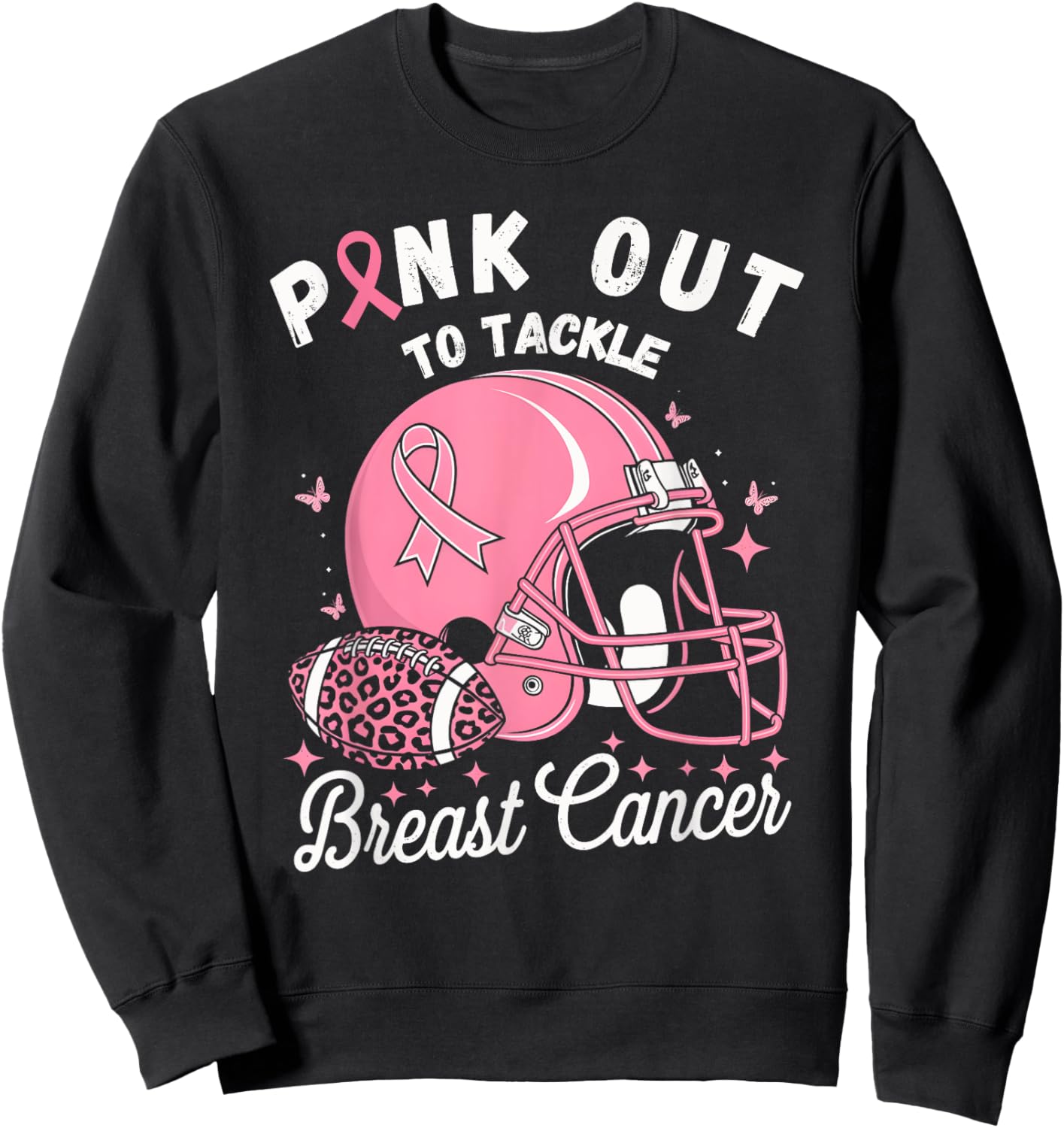 Pink Out Tackle Breast Cancer Awareness American Football Sweatshirt - Sweatshirt | Black