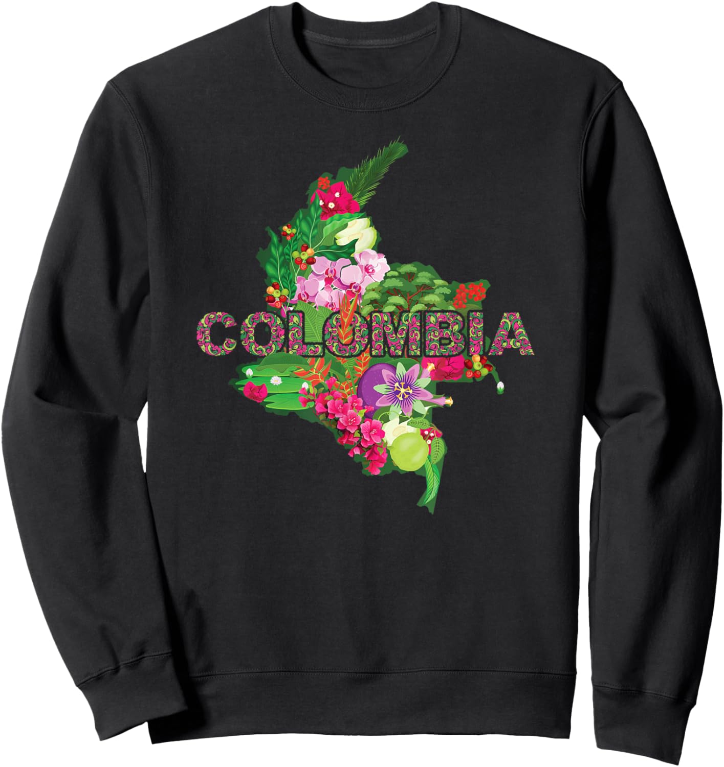 Colombia Botanical Map - Colombian Heritage Souvenir Sweatshirt - Sweatshirt | Black