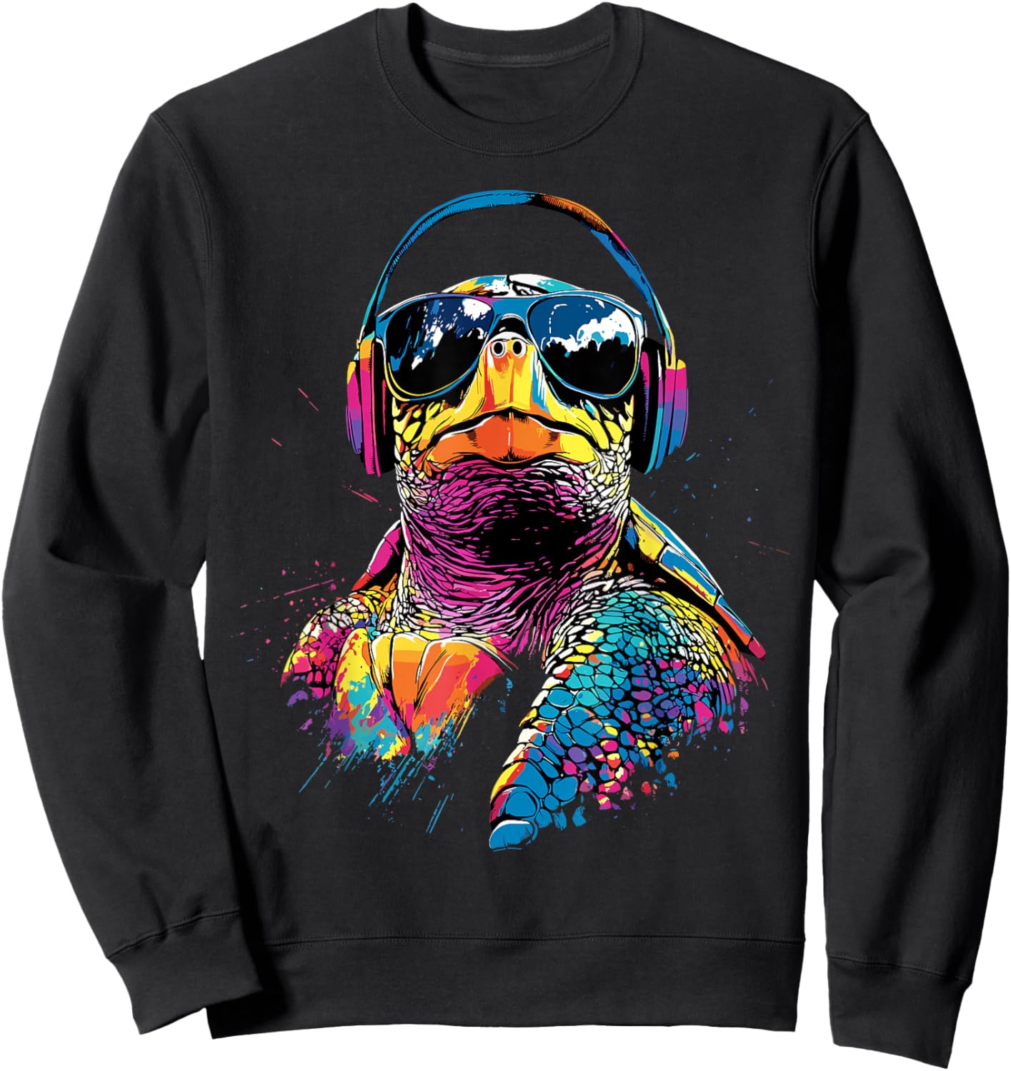 Turtle Colored Pop Art Reptile Giant Turtles Cute Turtle Sweatshirt - Sweatshirt | Black