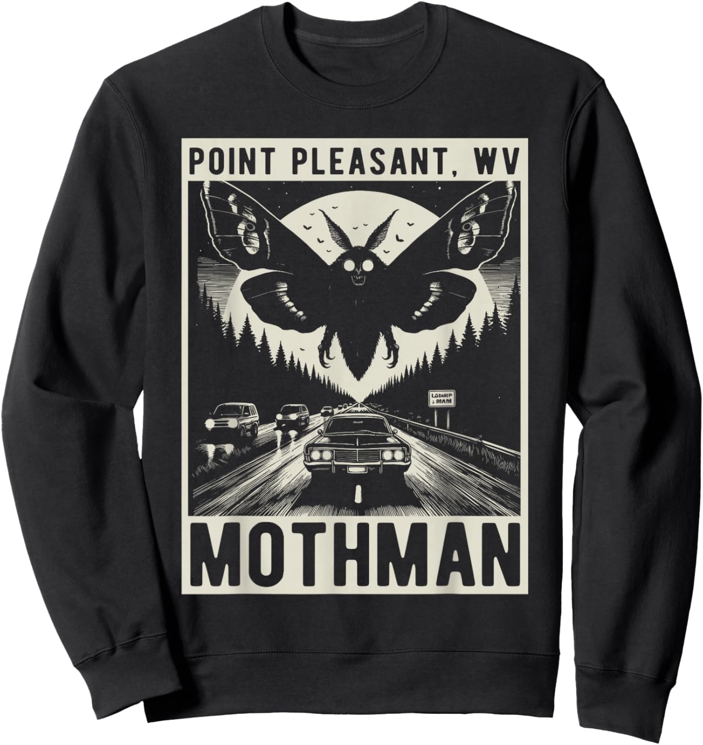 Mothman Point Pleasant W.V. Folklore Cryptozoology Sweatshirt - Sweatshirt | Black