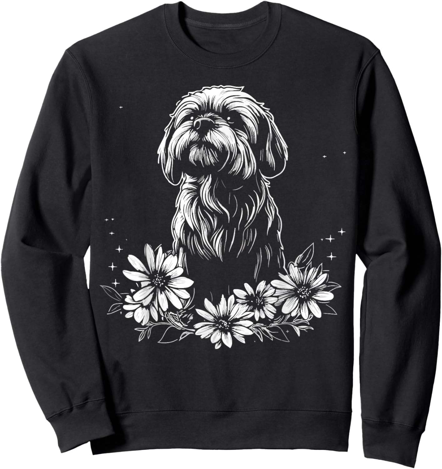 Retro Tattoo Style Lhasa Apso Dog Lover Sweatshirt - Sweatshirt | Black