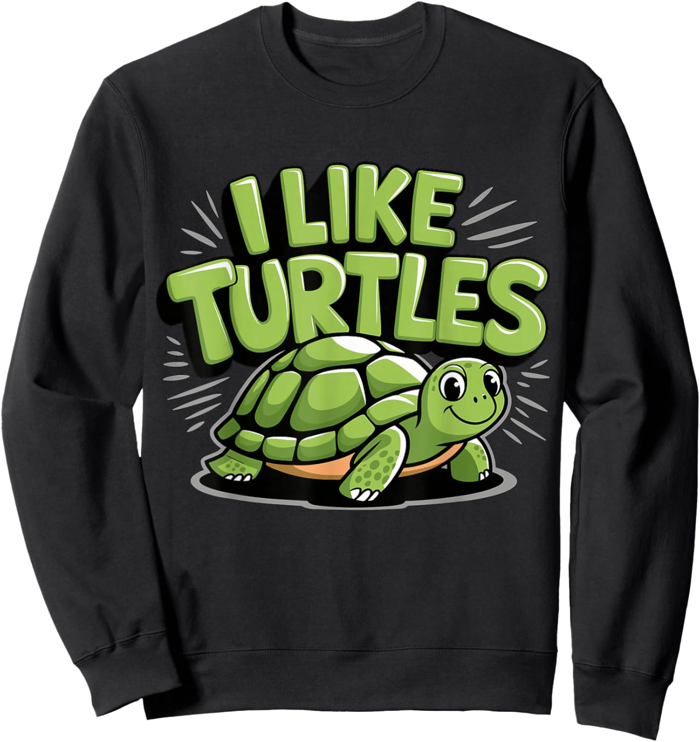 Magical and Funny Turtle lover Gifts -Kids, Girls Black Cartoon Turtleneck Small Classic Fit Short Sleeve Sweatshirt - Sweatshirt | Black