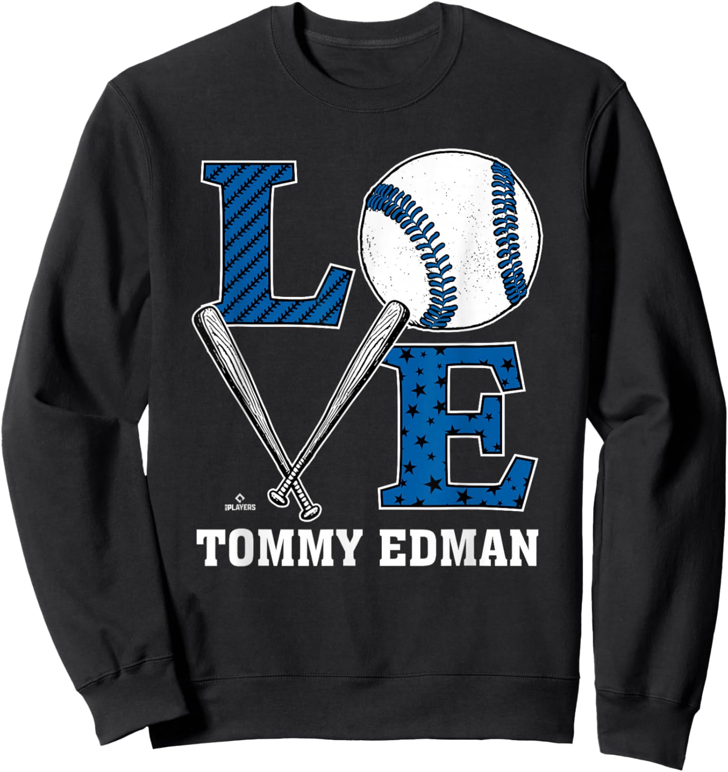 Distressed Baseball Love Tommy Edman Los Angeles Baseball Sweatshirt - Sweatshirt | Black