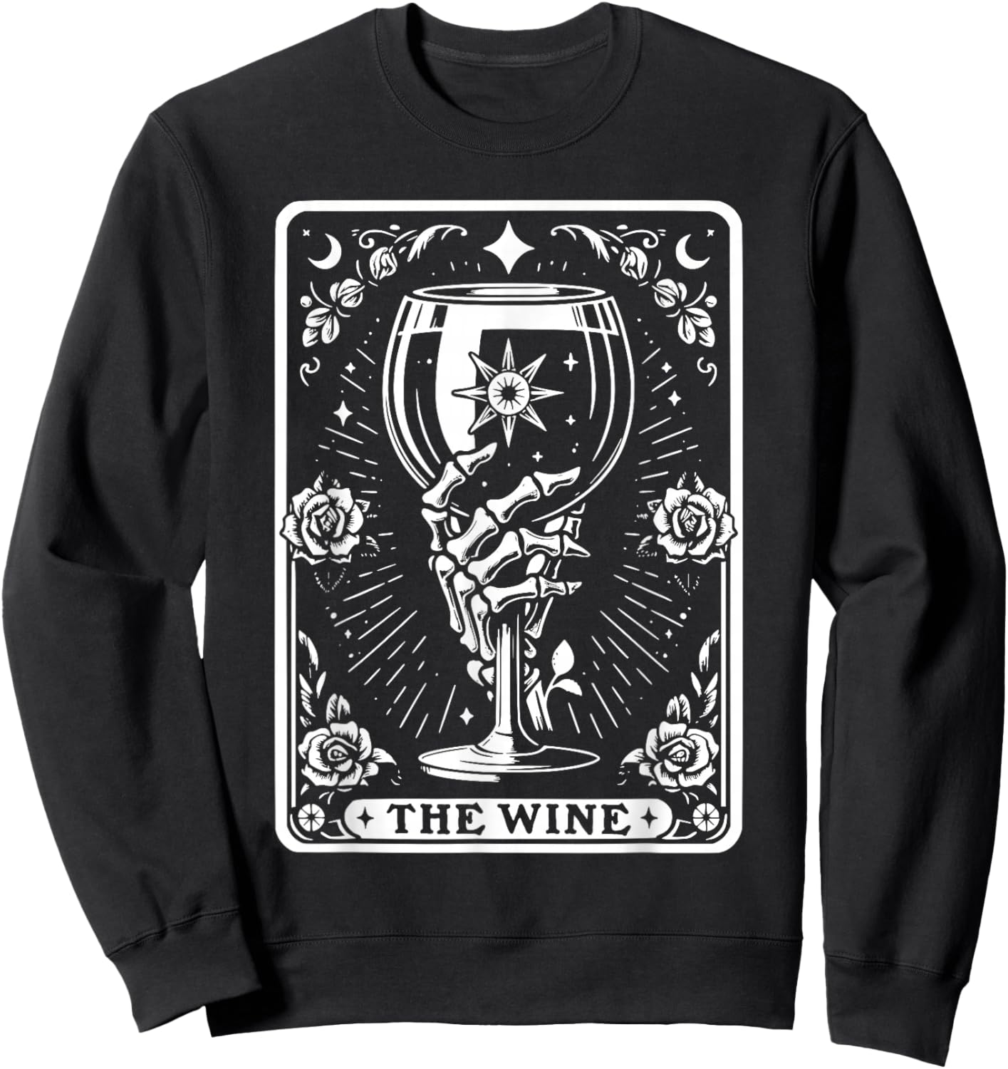 Tarot Card The Wine Skeleton Wine Glass The Wine Tarot Cards Sweatshirt - Sweatshirt | Black