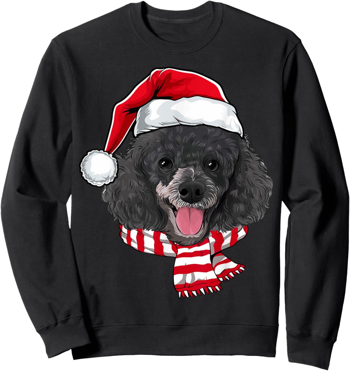 Santa Miniature Poodle Christmas Dog Lover Men Women Kids Sweatshirt - Sweatshirt | Black