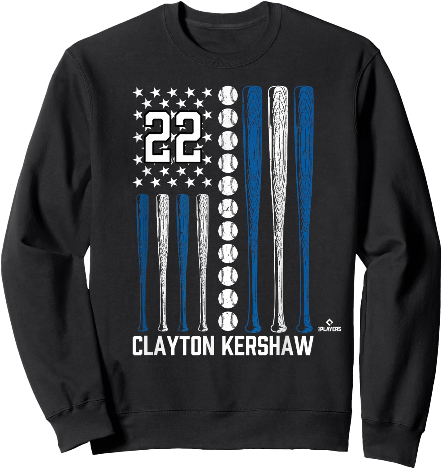 Baseball American Flag Clayton Kershaw Los Angeles Baseball Sweatshirt - Sweatshirt | Black