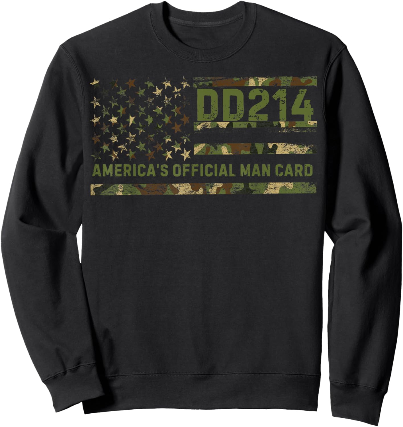 DD214 America’s Official Man Card Patriotic Veteran Sweatshirt - Sweatshirt | Black