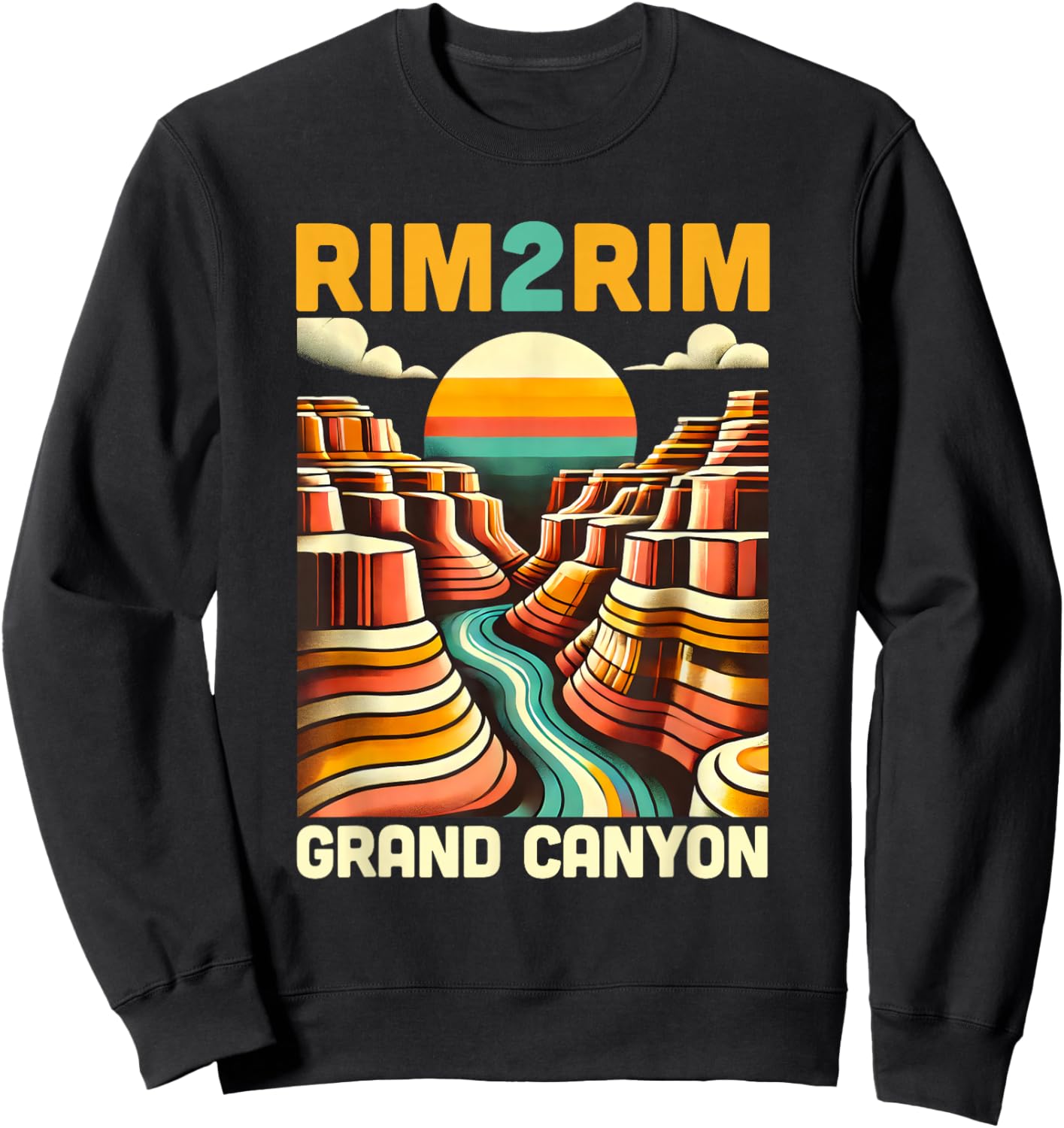 Vintage Rim 2 Rim Grand Canyon Trail Run, R2R2R Run Hiking Sweatshirt - Sweatshirt | Black