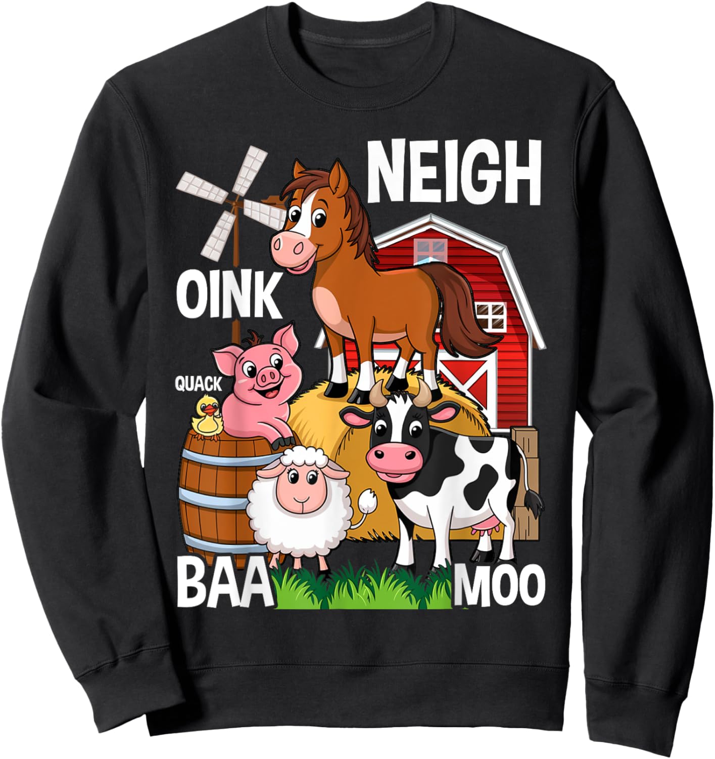 Cute Farm Animals With Sounds Sweatshirt - Sweatshirt | Black