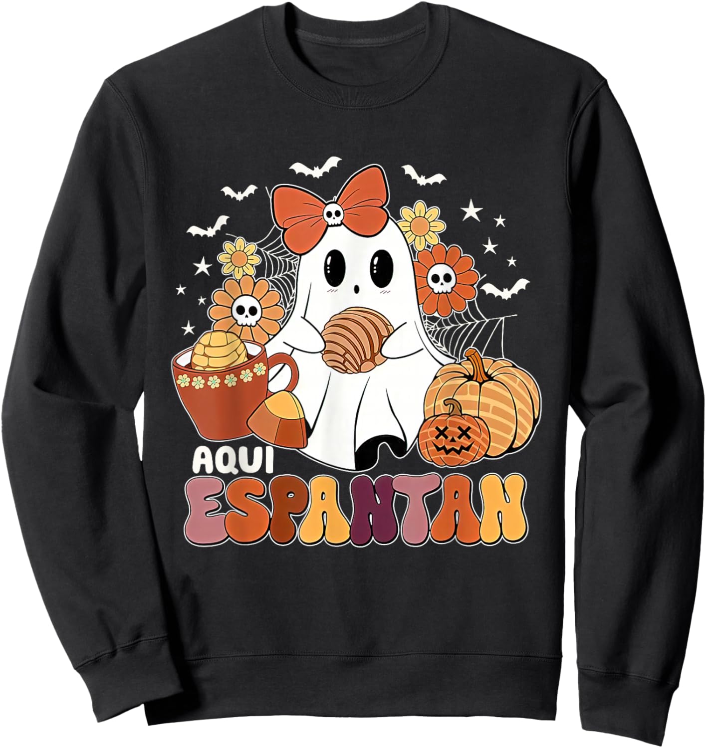 Aqui espantan Dia de Muertos Spanish Mexican Halloween Funny Sweatshirt - Sweatshirt | Black
