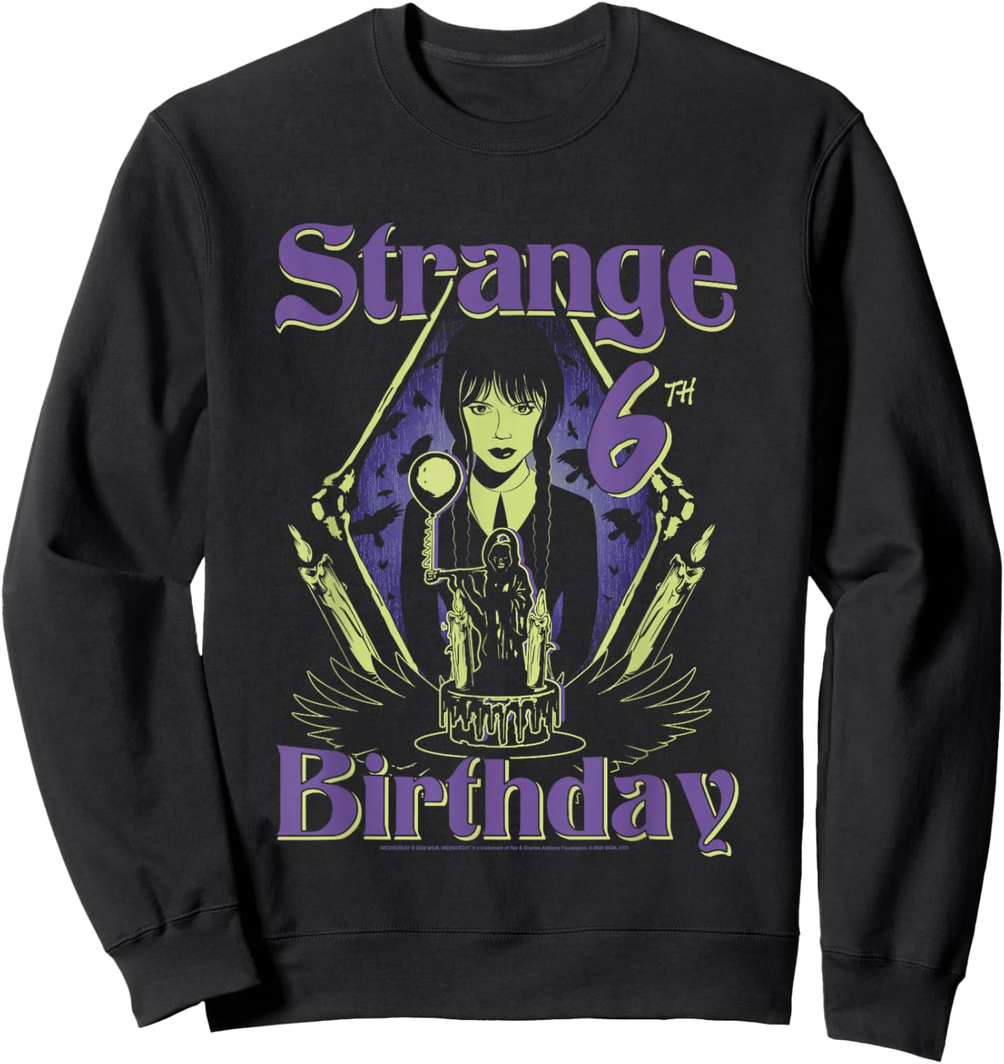 Wednesday Strange 6th Goth Birthday Big Wednesday Chest Logo Sweatshirt - Sweatshirt | Black