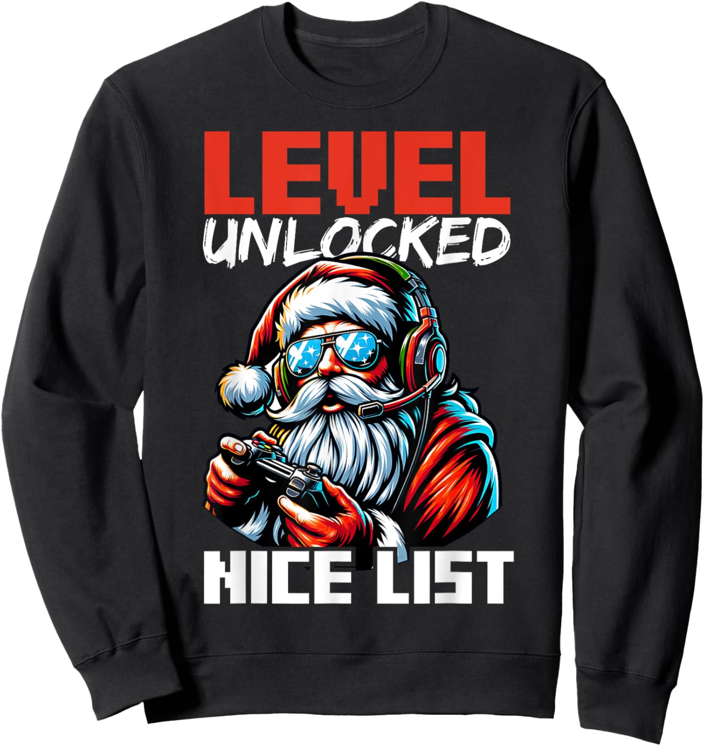 Christmas Gamer Boys Nice List Video Game Santa Xmas Sweatshirt - Sweatshirt | Black