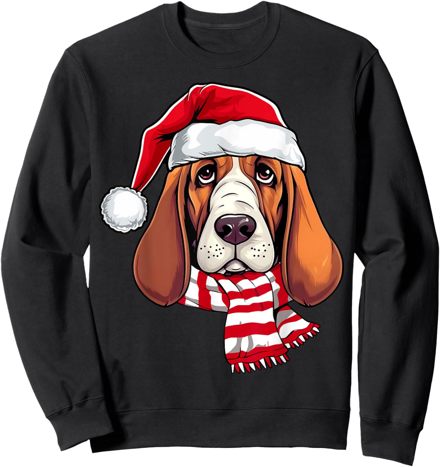 Santa Basset Hound Christmas Dog Lover Men Women Kids Sweatshirt - Sweatshirt | Black