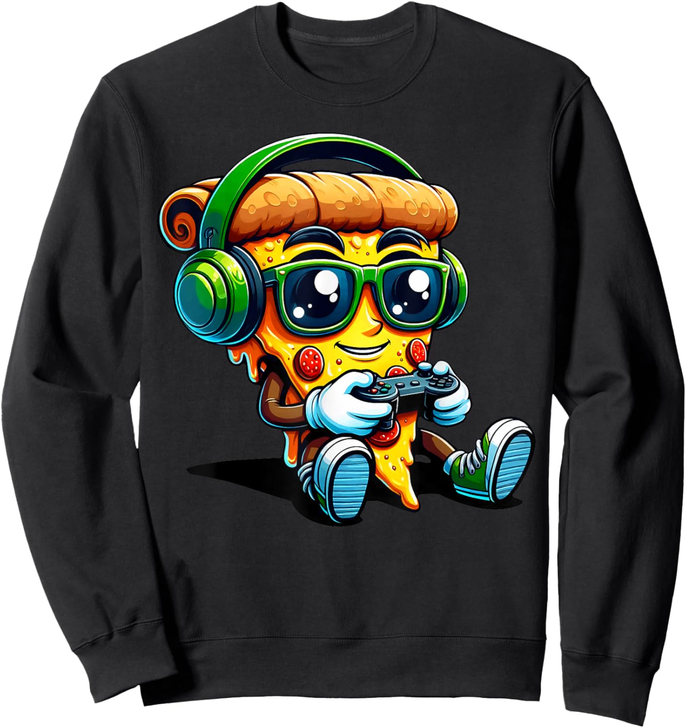 Gamer Pizza Video Gaming Funny Food Games Men Boys Kids Teen Sweatshirt - Sweatshirt | Black