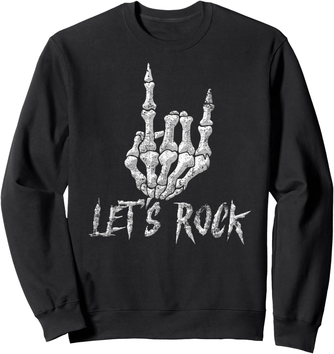 Rock Roll Band Skeleton Hand Guitar Rock Cool Men Women Boys Sweatshirt - Sweatshirt | Black