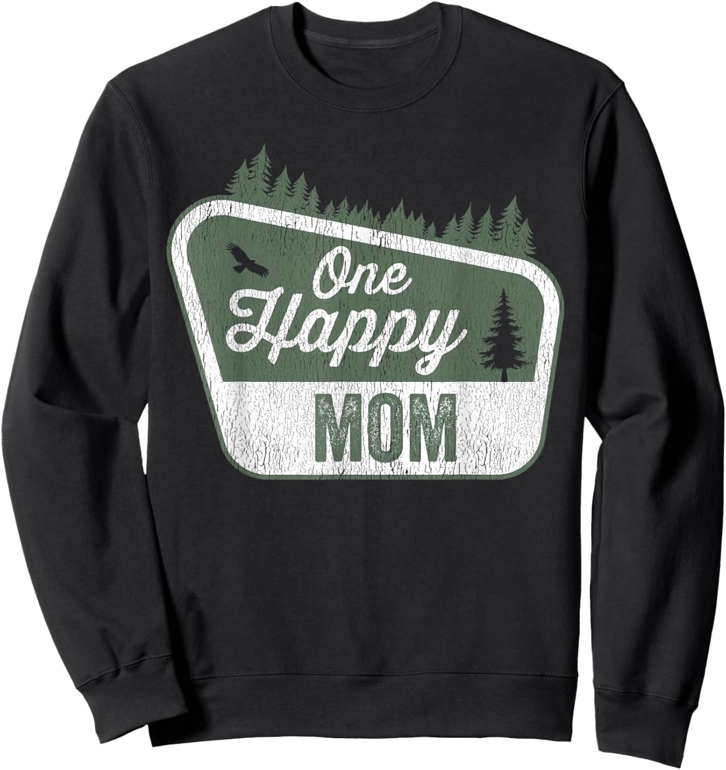 One Happy Mom Matching Family Birthday Party Camping Sweatshirt - Sweatshirt | Black