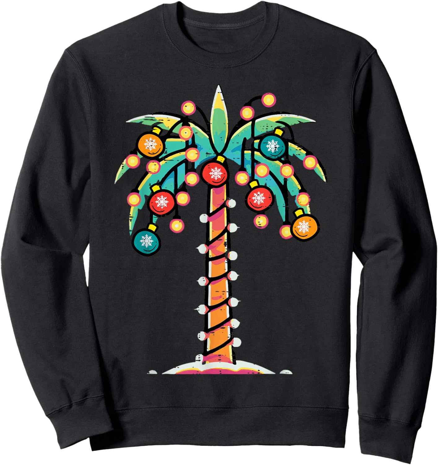 Palm Christmas Tree Xmas Beach Hawaii Tropical Men Women Kid Sweatshirt - Sweatshirt | Black