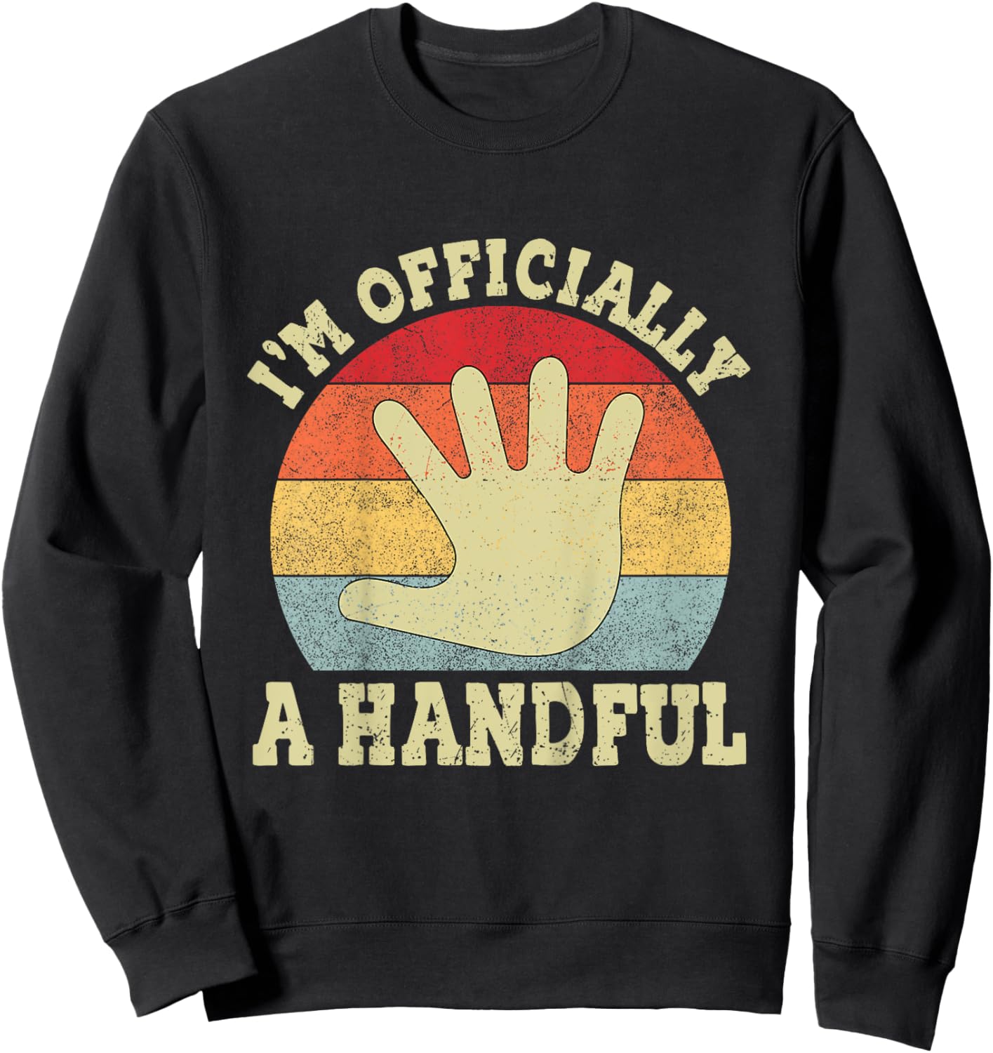Kids I'm Officially A Handful Five Vintage 5th Birthday Turning 5 Sweatshirt - Sweatshirt | Black
