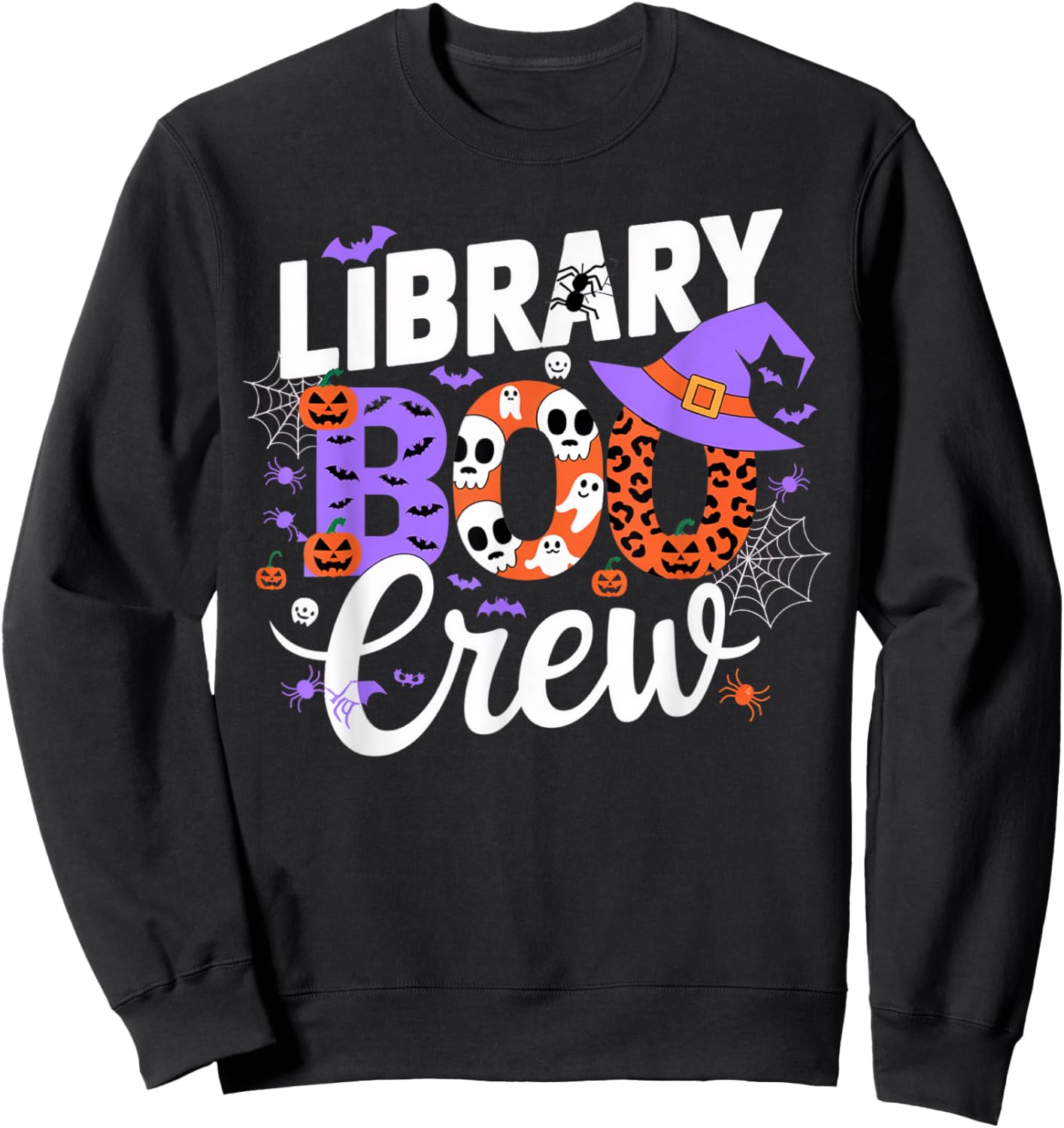 Library Boo Crew School Librarian Halloween Men Women Scary Sweatshirt - Sweatshirt | Black