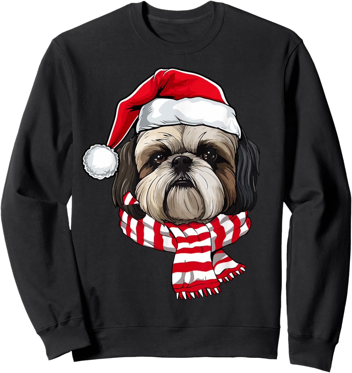 Santa Shih Tzu Christmas Dog Lover Men Women Kids Sweatshirt - Sweatshirt | Black
